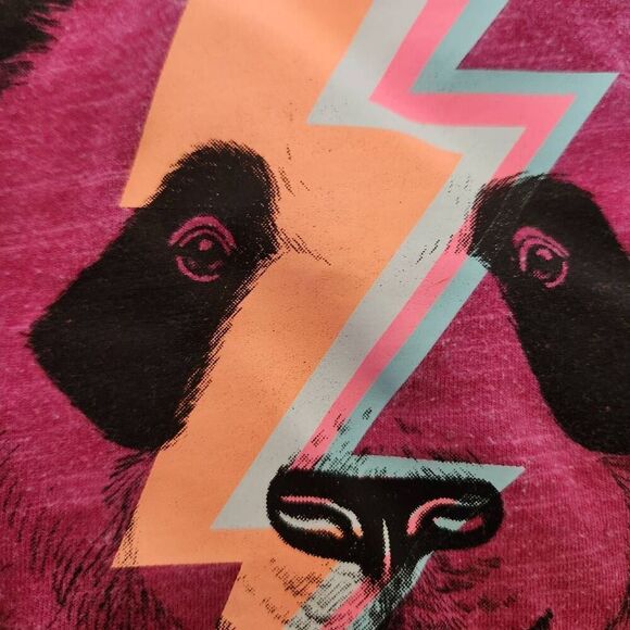 So the favorite tee girls large 10-12 panda bear lightning bolt neon fuchsia t-s - Picture 2 of 3